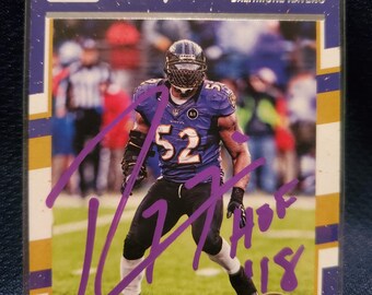 Ray Lewis Authentic Hand Signed Football Card Autographed HOF Autograph Hall Of Fame Superbowl MVP Baltimore Ravens