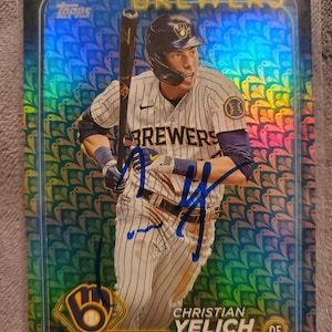 Christian Yelich authentique carte de baseball 2024 Topps signée à la main, autographe All Star Auto des Marlins de la Floride