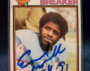 Earl Campbell Authentic Hand Signed Football Card Autographed Houston Oilers HOF Hall of Fame Running Back Legend Auto