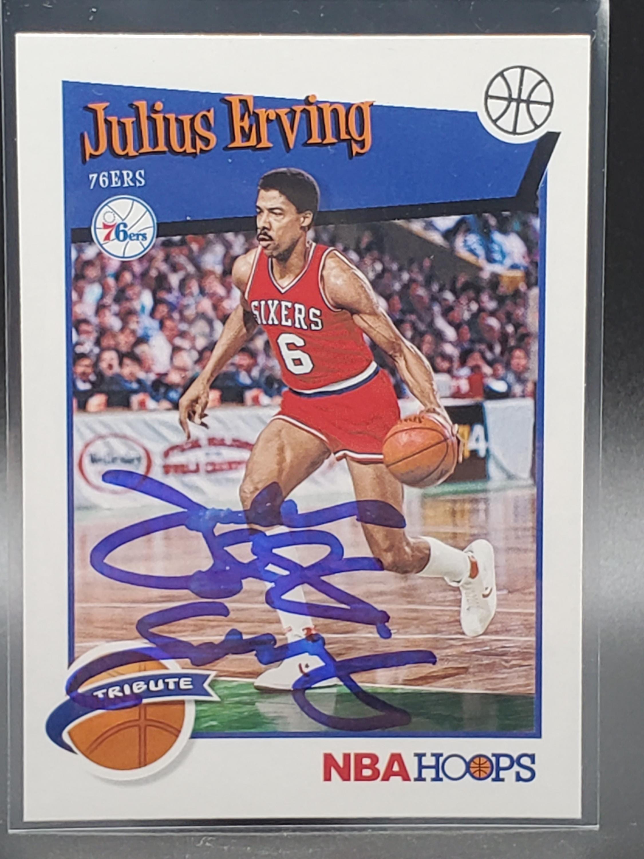 Julius Dr J Erving Authentic Hand Signed NBA Hoops Basketball Card