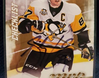Sidney Crosby Authentic Hand Signed Upper Deck Hockey Card Autographed Pittsburgh Penguins Future Hall Of Fame Autograph HOF