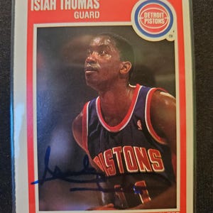 Isiah Thomas Authentic Hand Signed 1989 Fleer Basketball Card Autographed Detroit Pistons Hall of Fame Autograph World Champions Tuff HOF