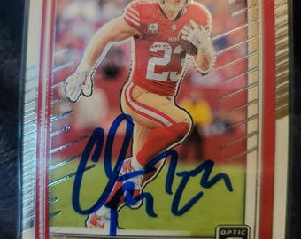 Christian McCaffrey Authentic Hand Signed Panini Card Autographed Future Football Hall Of Fame San Francisco 49ers Autograph