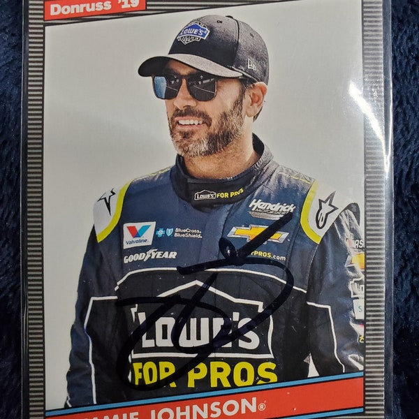 Jimmie Johnson Authentic Hand Signed 2019 Donruss Racing Card Hall Of Fame Auto HOF Autographed NASCAR Racing Autograph