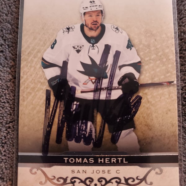 Tomas Hertl Authentic Hand Signed 2021 Upper Deck Artifacts Hockey Card Autographed San Jose Sharks Hockey All Star