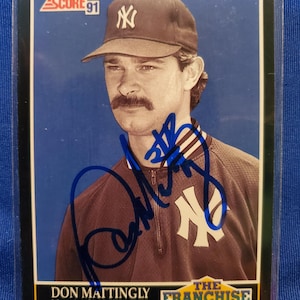 Don Mattingly &quot;Donnie Baseball&quot; Authentic Hand Signed 1991 Score Baseball Card NY Yankees Future HOF Autographed Auto New York Hall Of Fame