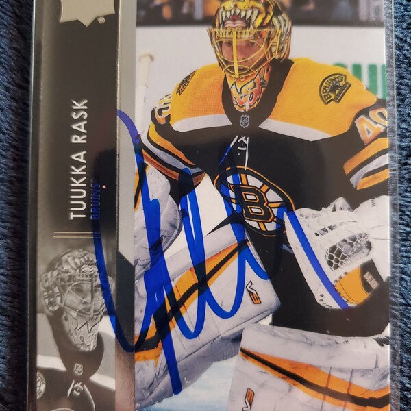 Tuukka Rask Authentic Hand Signed 2021 Upper Deck Card Autographed Auto Boston Bruins Great Future Hockey Hall Of Fame Auto HOF