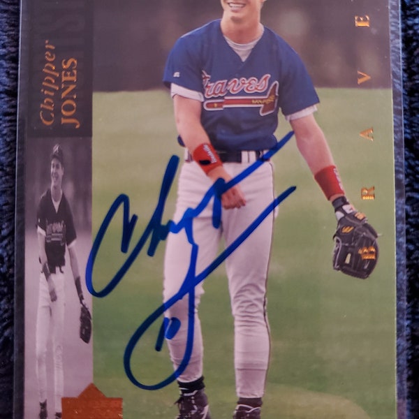 Chipper Jones Authentic Hand Signed 1994 Upper Deck Baseball Card Atlanta Braves Autographed World Series Hall Of Fame Autograph HOF