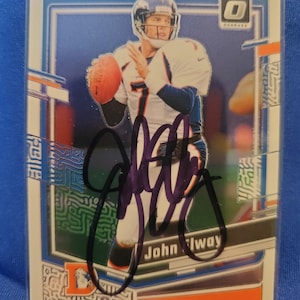 John Elway Authentic Hand Signed Donruss Optic Card Autographed HOF Football Hall Of Fame Auto Denver Broncos Autograph