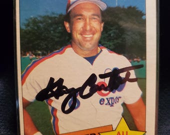 Gary Carter Authentic Hand Signed 1985 Topps Baseball Card Autographed Deceased Hall Of Fame NY Mets Autograph New York Montreal Expos