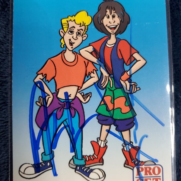 Keanu Reeves & Alex Winter Authentic Hand Signed 1991 Pro Set Bill And Ted's Excellent Adventure Card Autographed  Movie Star Auto Hollywood