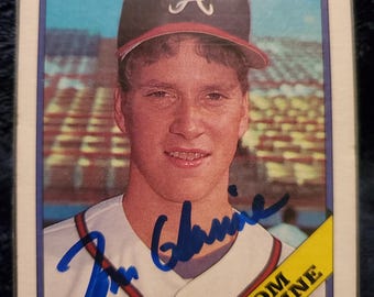 Tom Glavine Authentic Hand Signed Topps Rookie Baseball