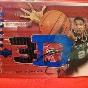 Tim Duncan Authentic Hand Signed Upper Deck Jersey Basketball Card Autographed San Antonio Spurs Hall Of Fame Autographed HOF Auto