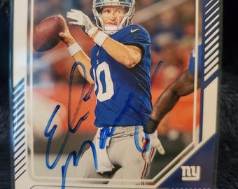 Eli Manning Authentic Hand Signed New York Giants Panini Football Card Autographed Future Hall Of Fame Superbowl MVP Auto HOF