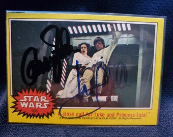 Carrie Fisher & Mark Hamill Signed Original Star Wars  A New Hope Card Empire Strikes Back Autographed STARWARS Return Of The Jedi