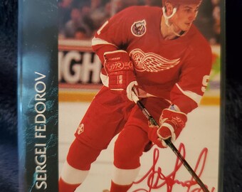Sergei Fedorov Authentic Hand Signed 1992 Parkhurst Card Autographed Detroit Red Wings Hockey Hall Of Fame Russian Autograph Blue Jackets