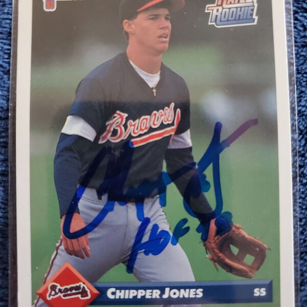 Chipper Jones Authentic Hand Signed 1993 Donruss Rated Rookie Baseball Card Atlanta Braves Autographed Hall Of Fame Autograph HOF