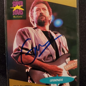 Eric Clapton Authentic Hand Signed 1990s Pro Set Super Stars Music Trading Card Autographed Rock and Roll Hall Of Fame Autograph