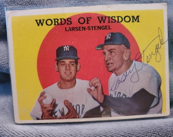 Casey Stengel Authentic Hand Signed Topps Baseball Card Autographed New York Yankees Hall Of Fame Autograph NY Mets Deceased 1975