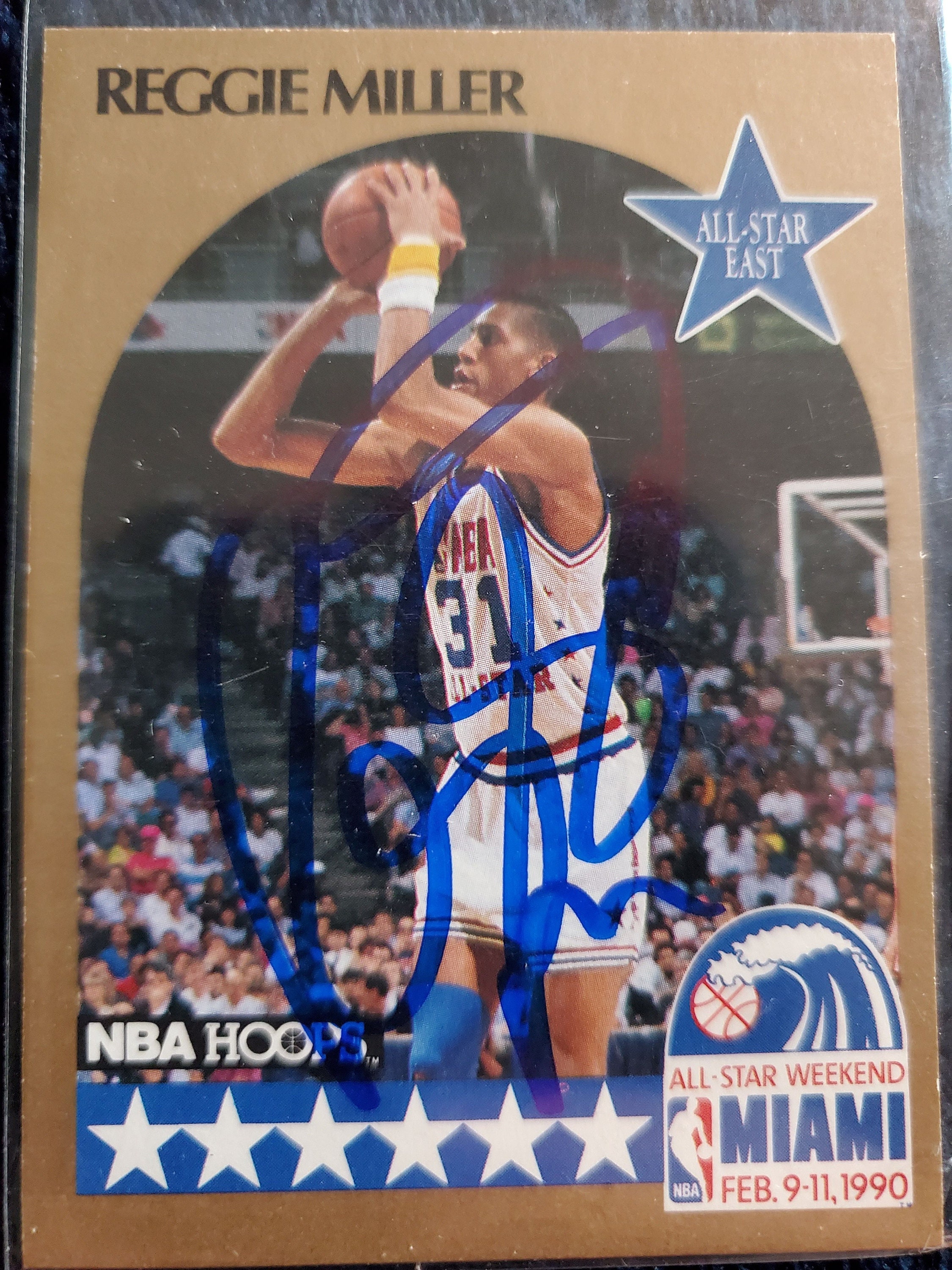 Reggie Miller Authentic Hand Signed 1990 Hoops Basketball Card 