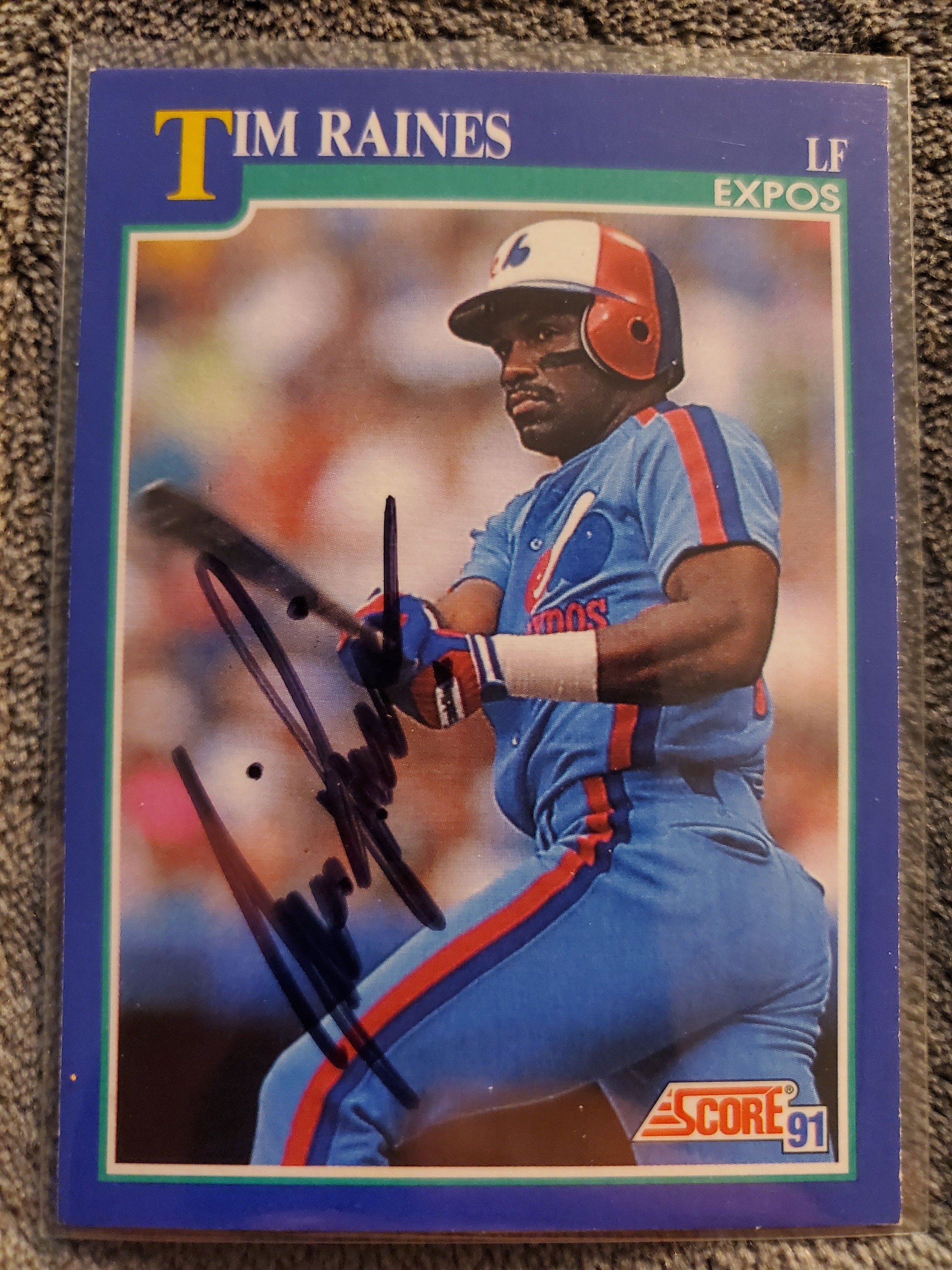 Tim Raines Authentic Hand Signed 1991 Score Baseball Card HOF 