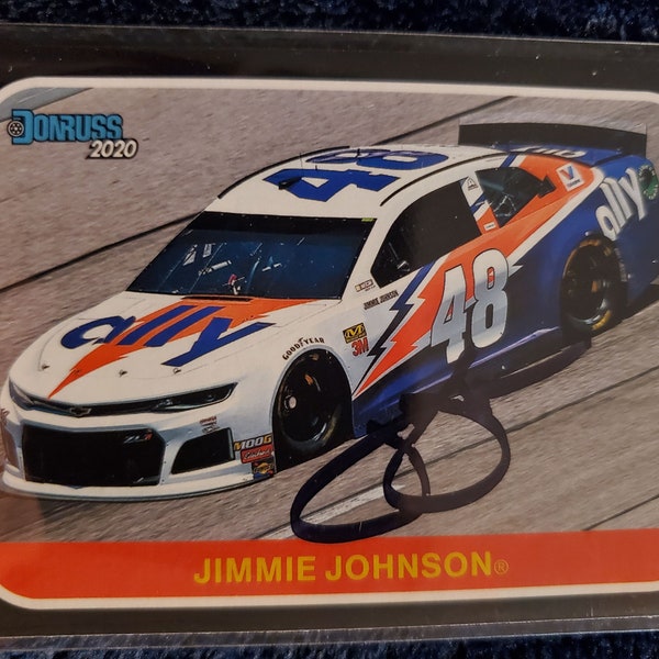 Jimmie Johnson Authentic Hand Signed 2020 Donruss Racing Card Hall Of Fame Auto HOF Autographed NASCAR Racing Autograph