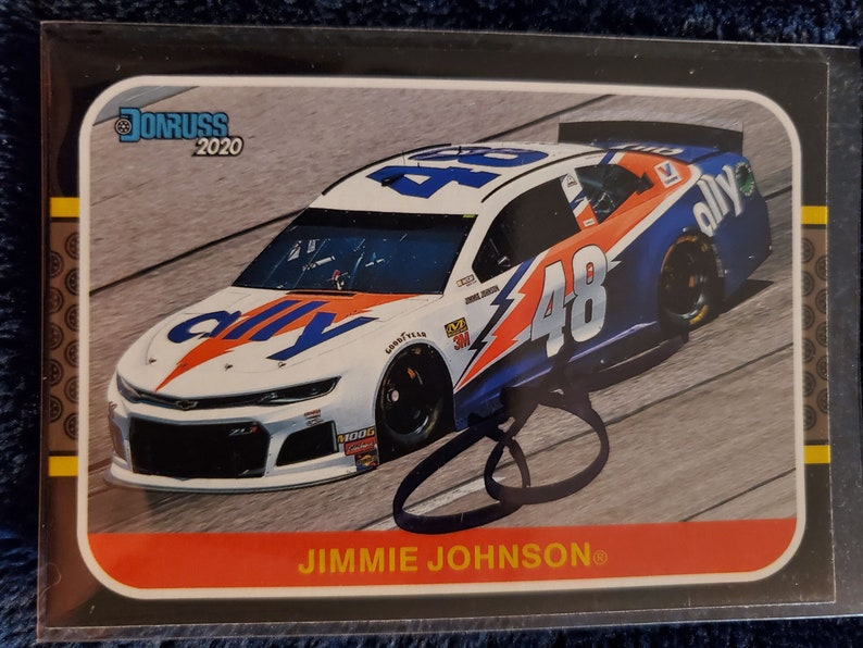 Jimmie Johnson Authentic Hand Signed 2020 Donruss Racing Card Hall Of Fame Auto HOF Autographed NASCAR Racing Autograph image 1