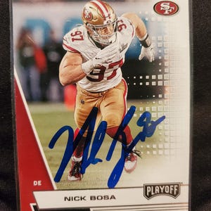 Nick Bosa Authentic Hand Signed Panini Playoff Card Autographed Future Football Hall Of Fame San Francisco 49ers Autograph HOF
