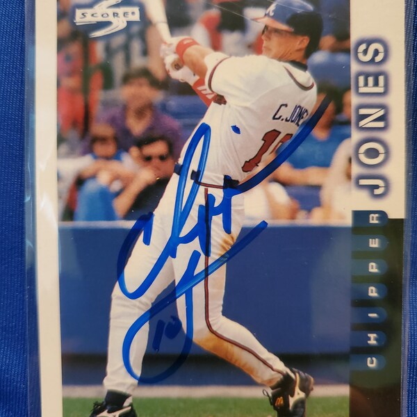 Chipper Jones Authentic Hand Signed 1998 Score Baseball Card Atlanta Braves Autographed World Series Hall Of Fame Autograph HOF