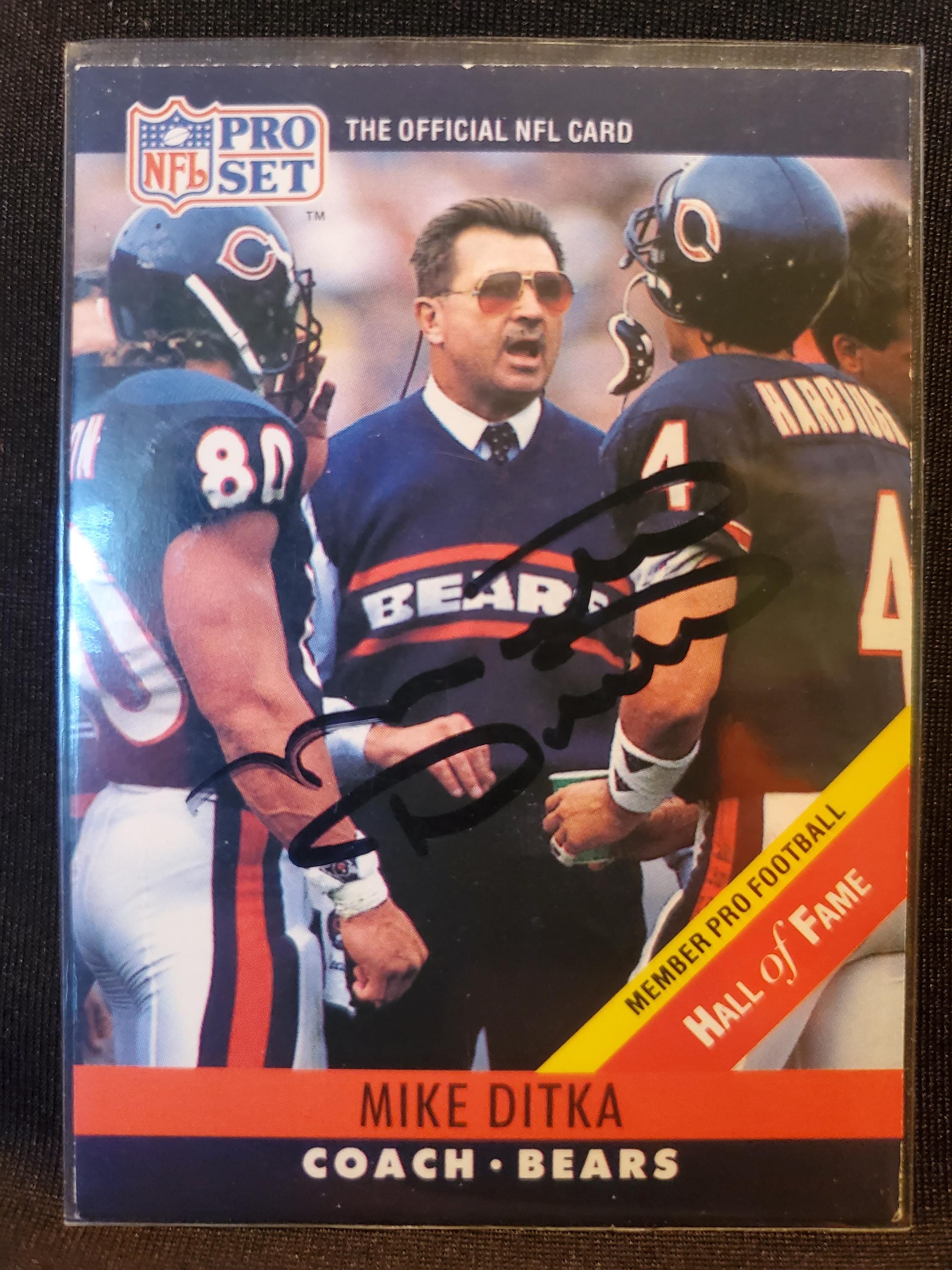 Mike Ditka Authentic Hand Signed 1990 Pro Set Card Autographed HOF