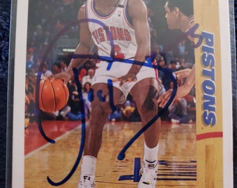 Joe Dumars Authentic Hand Signed 1991 Upper Deck Basketball Card Autographed Detroit Pistons HOF Auto Hall Of Fame