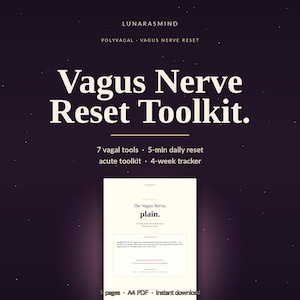 Vagus Nerve Reset Toolkit | Polyvagal Workbook | Nervous System Regulation | Vagus Nerve Exercises | Somatic Anxiety Printable PDF