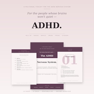 ADHD Workbook ADHS Toolkit Brain Dump | Neurodivergent Self Care Printable | 6 Polyvagal Tools PDF Download
