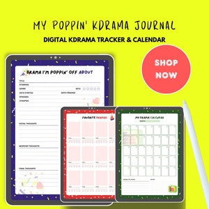 My Poppin&#39; Kdrama Journal: Tracker & Calendar for K-Drama Lovers! Digital Journal, Printables