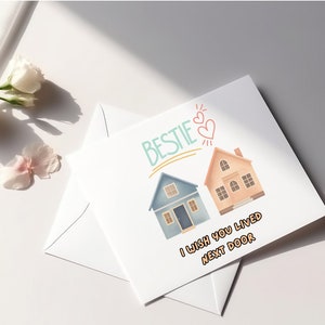 15 x 15 cm Geburtstagskarte mit Umschlag für Besties.   Kann mit Ihrem Namen des besten Freundes personalisiert werden