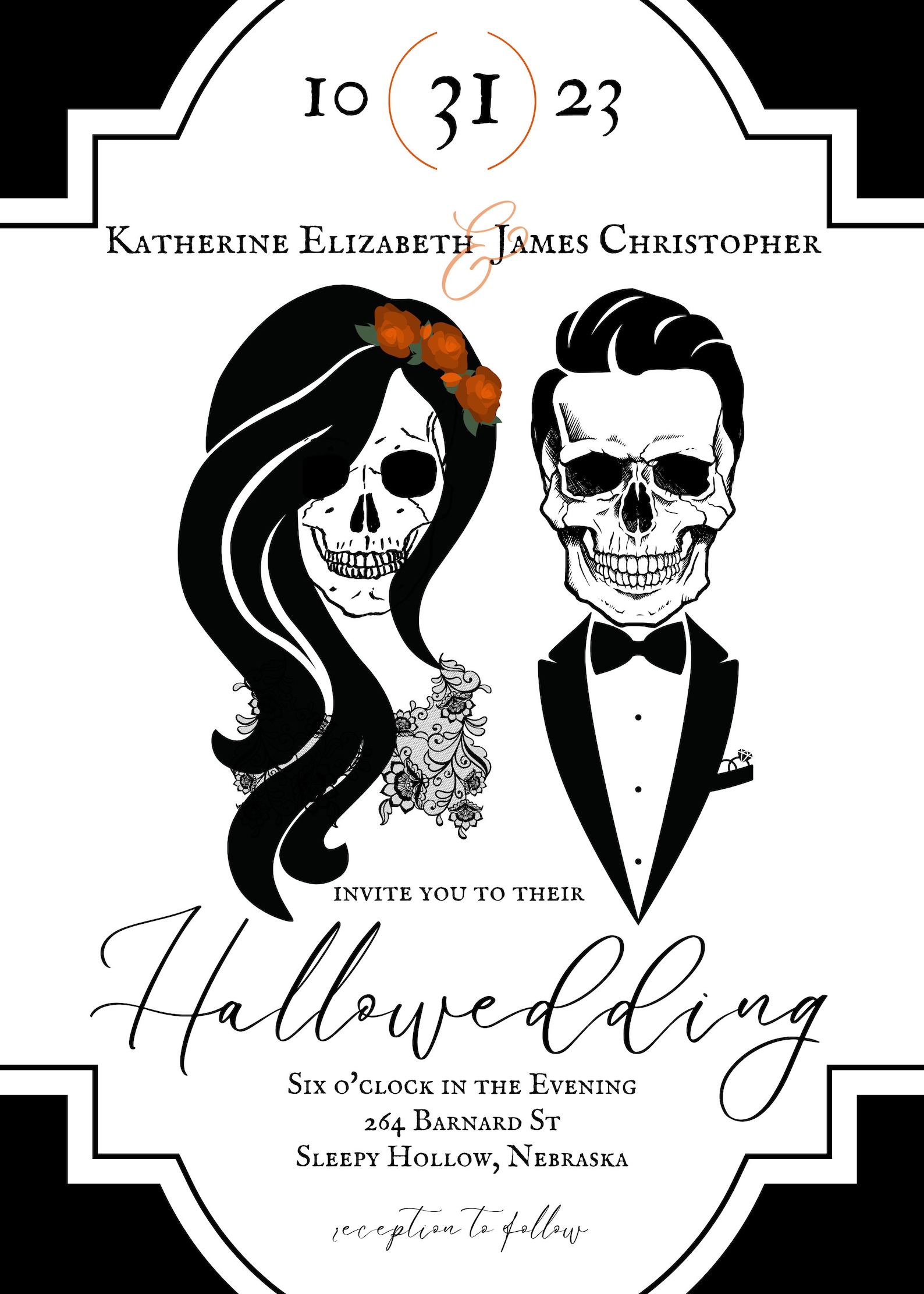 Hallowedding Invitation Set Halloween Themed Wedding Etsy