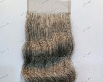 Grey Salt & Pepper Human Hair Lace Closure: Indian Hair, 5x5 or 4x4