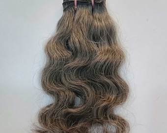 Raw Indian Grey Wavy Human Hair Extensions, 100 Grams Unprocessed Salt Pepper