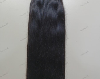 Extensiones de cabello humano liso trenzado indio crudo: Negro natural 1b (100 gramos)