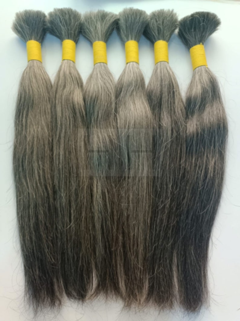 Raw Unprocessed Braiding Hair Grey salt and Pepper Bulk Hair Etsy