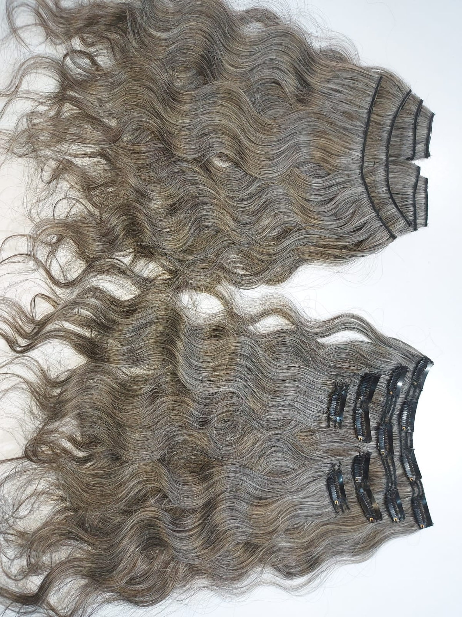 Grey Salt and Pepper Clipin Hair Extensions Raw Etsy