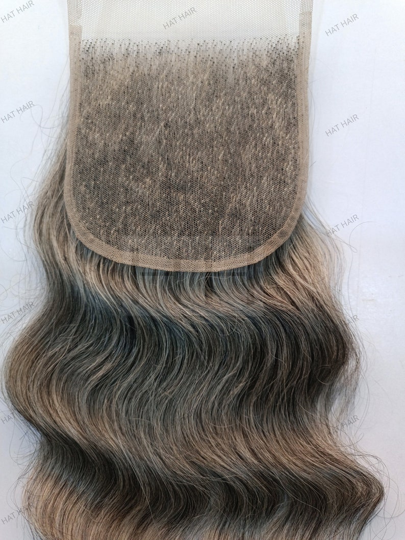 Soft Wavy Silver and grey Lace Closure Human Hair