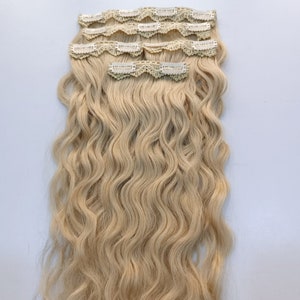 ブロンド613シームレスクリップイン人毛エクステンション100〜110グラム：ボリュームアップ用のクリップヘア