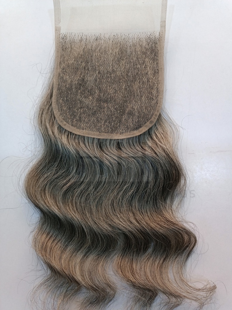 Natural raw Grey Human Hair Lace Closure