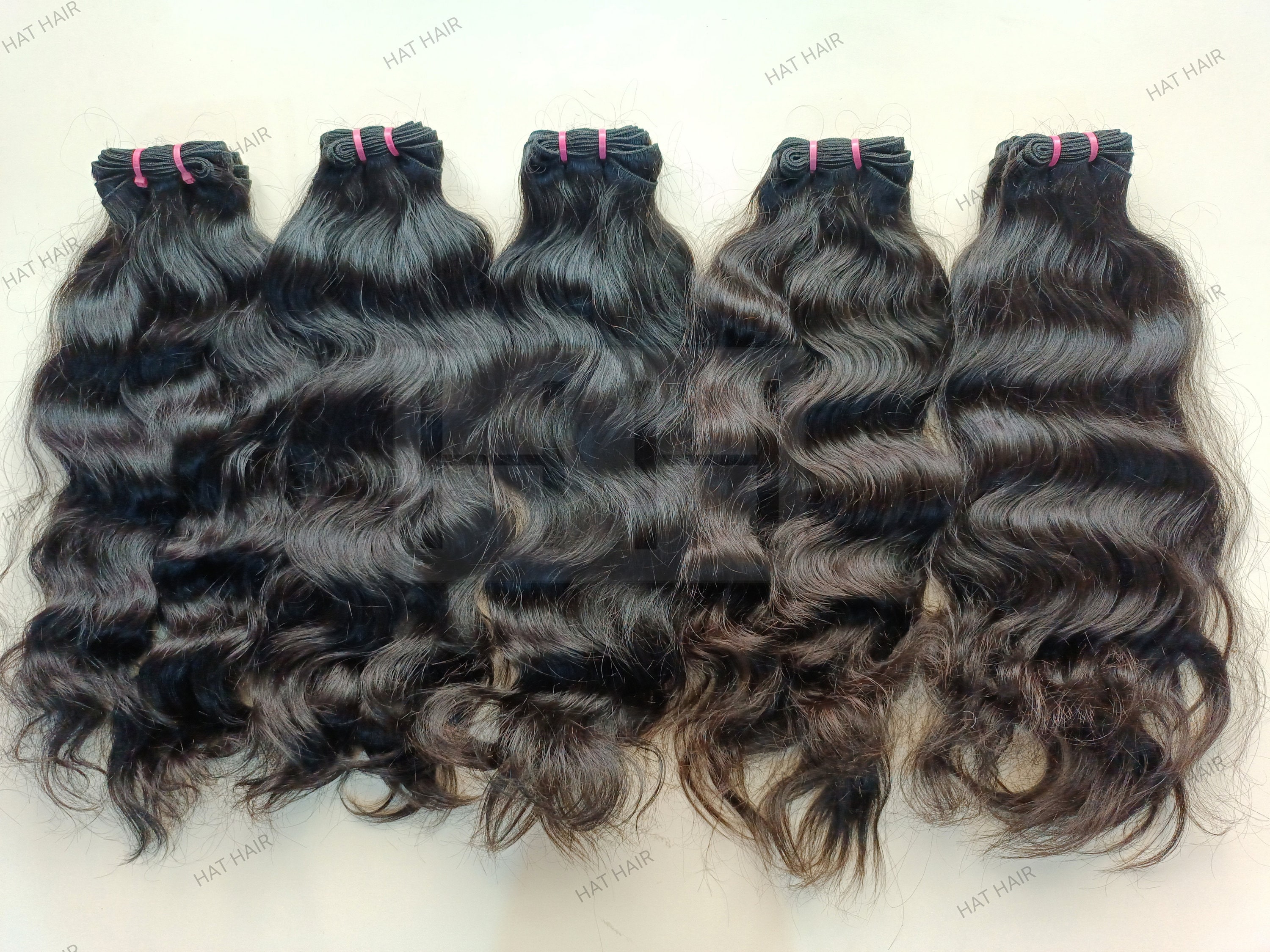 Raw Indian Wavy Human Hair Extensions Machine Weft Wavy 