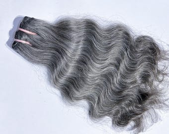Raw Indian Grey Human Hair Extensions, Unprocessed Salt and Pepper Temple Hair, Natural Straight, Wavy, Curly 100-gram bundles