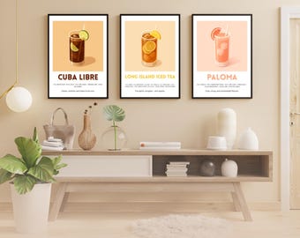 25 Minimalist Cocktail Wall Art Set, Suitable for Home & Bar Decor, Digital Download, Printable
