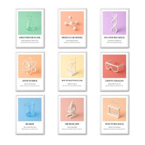 9 chemieprints — Minimalistische wetenschappelijke muurkunst, perfect voor huis- en klasinrichting, digitale download, afdrukbaar, geen fysiek item