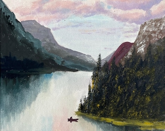 Mountain Lake Oil Painting | Original Landscape Art, 30x40cm