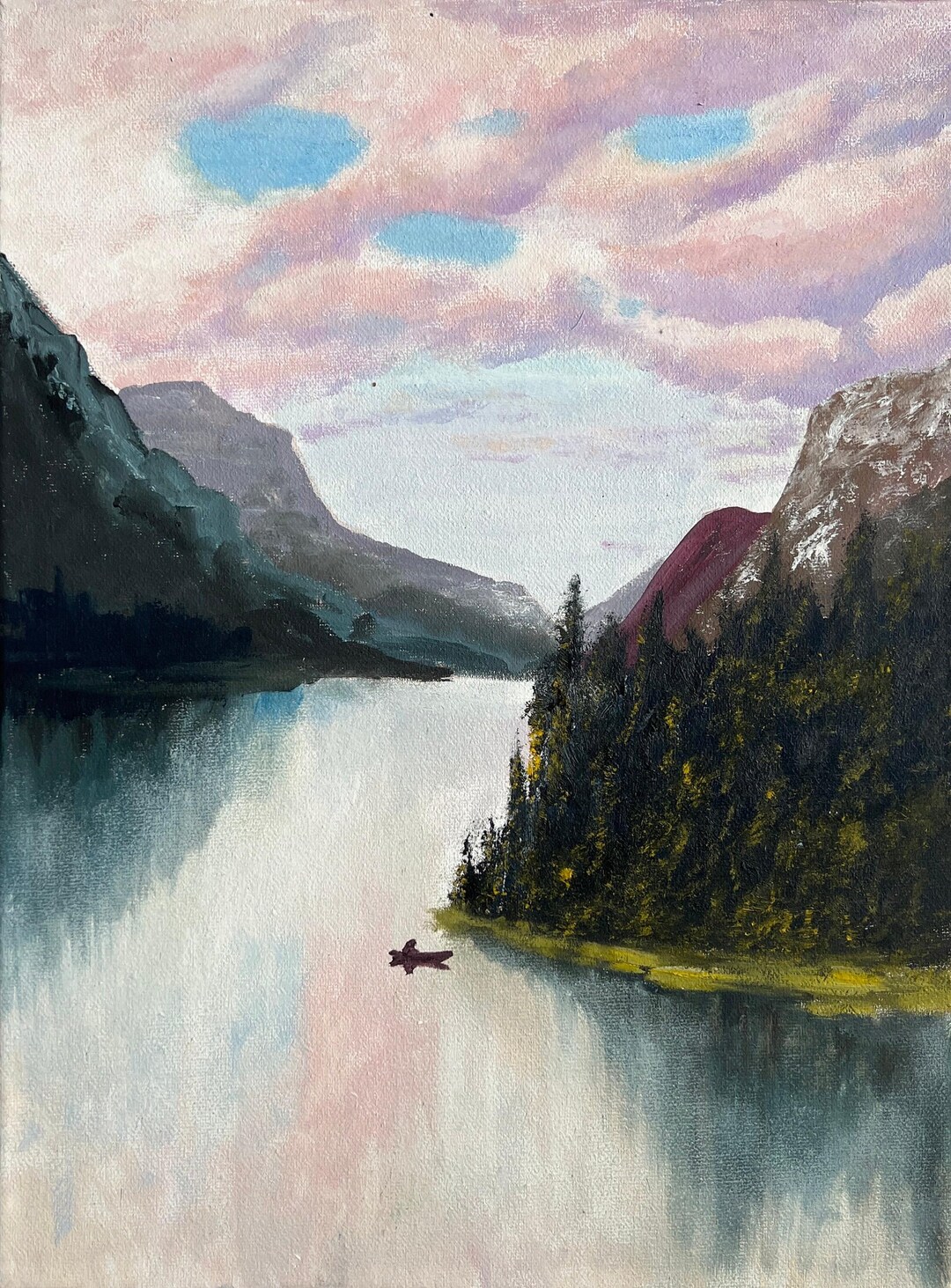Mountain Lake Oil Painting | Original Landscape Art, 30x40cm - Etsy